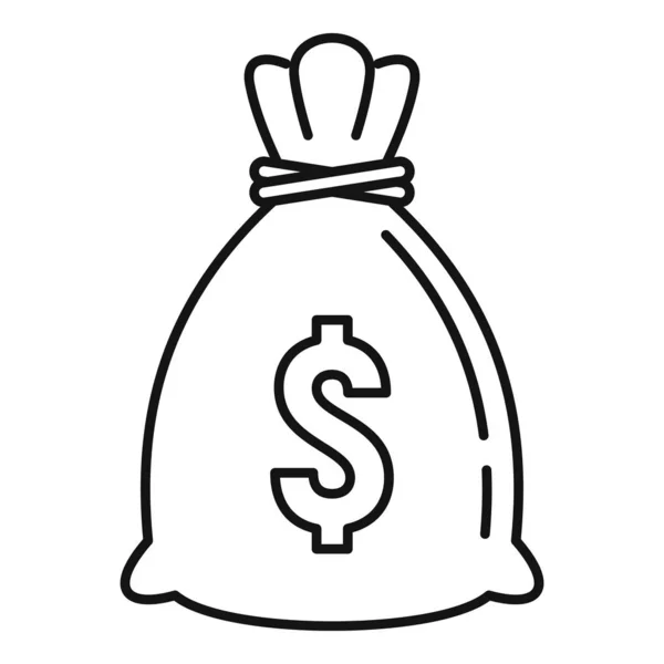 Textile money bag icon, outline style — 스톡 벡터