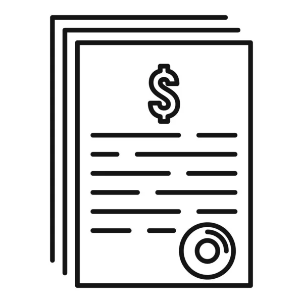 Ikona papierów pieniężnych, styl konturu — Wektor stockowy