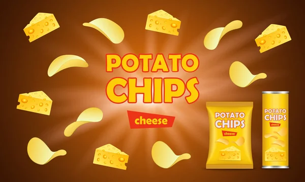 Chips fundo conceito de batata, estilo realista — Vetor de Stock