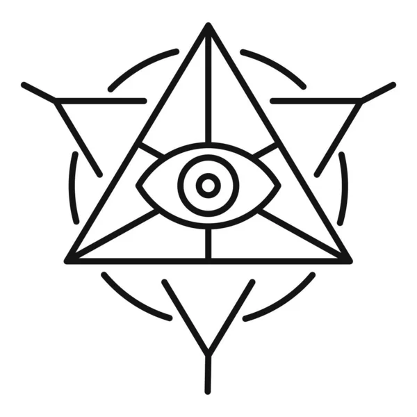 Alkemi pyramid ikon, kontur stil — Stock vektor
