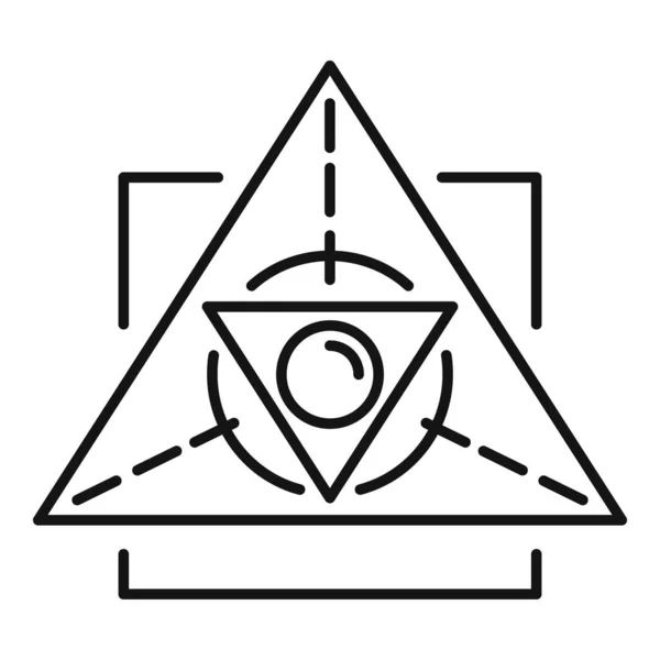 魔法炼金术三角形图标,轮廓风格 — 图库矢量图片