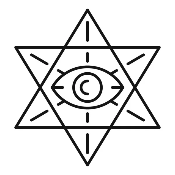 Иконка глаза звезды Дэвида, стиль контура — стоковый вектор