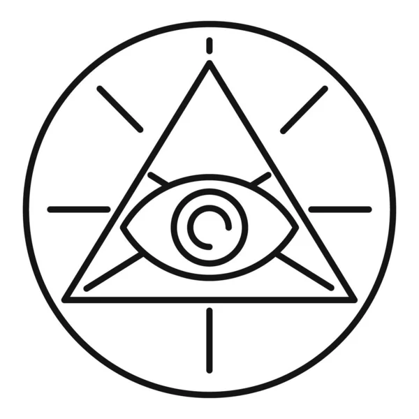 Oční ikona okultní pyramidy, styl osnovy — Stockový vektor