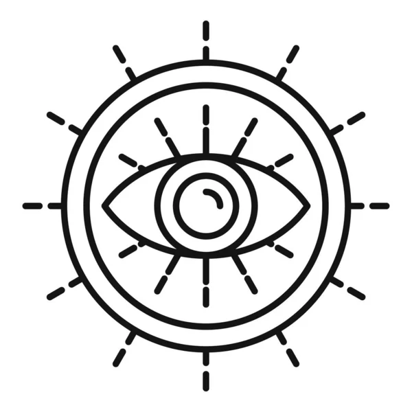 Cirkel oog magisch icoon, omtrek stijl — Stockvector