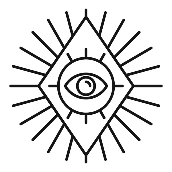 Ромбическая икона магии глаз, стиль контура — стоковый вектор