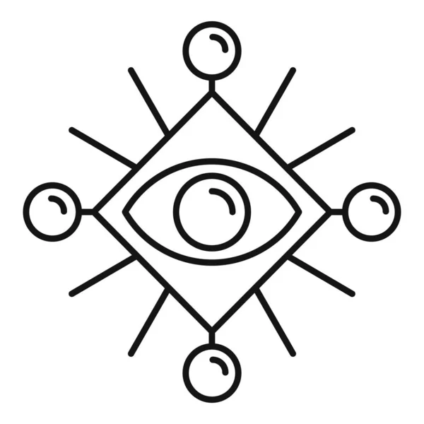 Иконка тайны древнего глаза, стиль контура — стоковый вектор