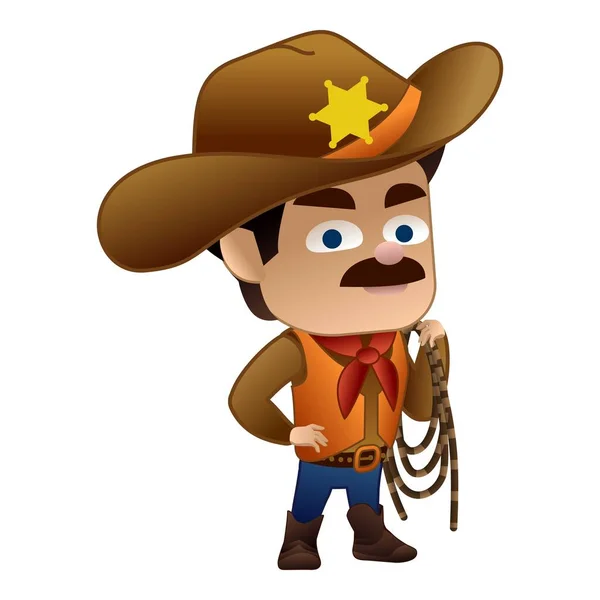 Icono de vaquero, estilo de dibujos animados — Vector de stock