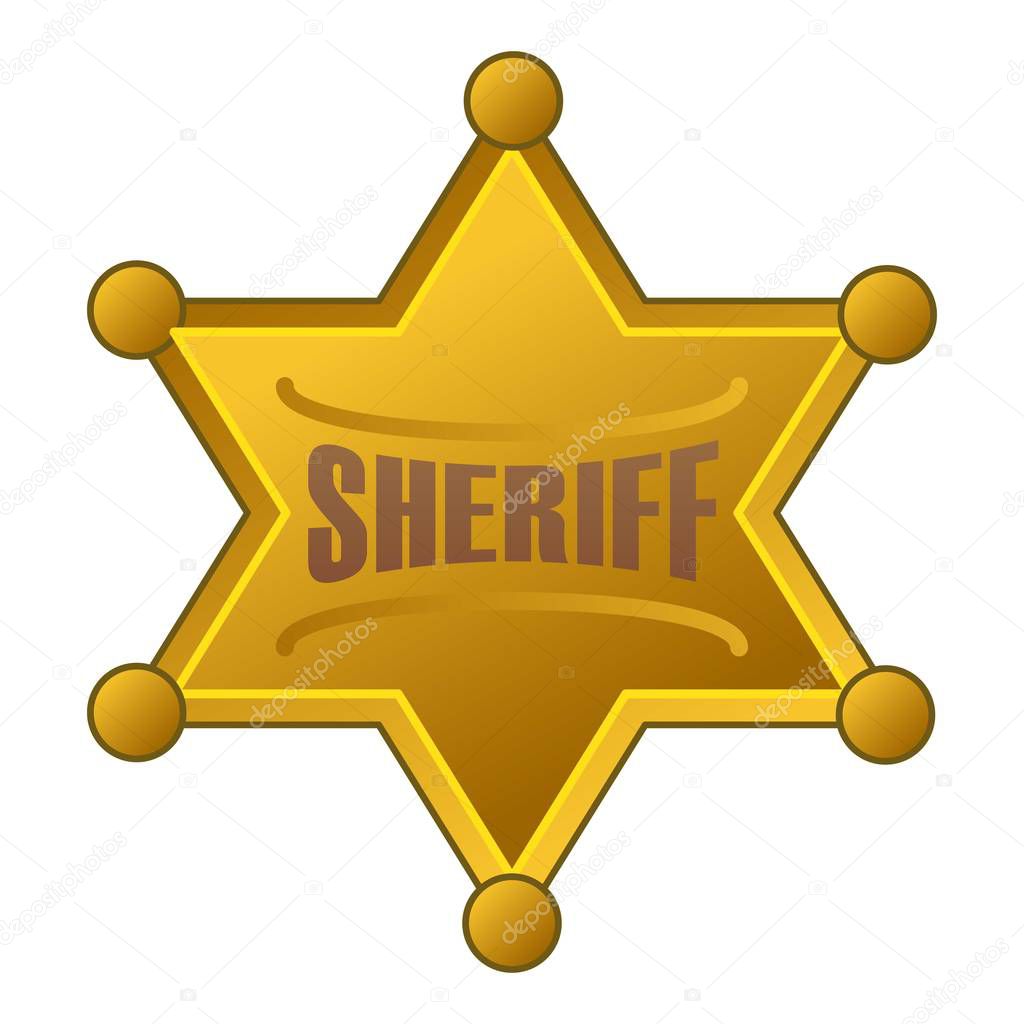 Sheriff star icon, cartoon style