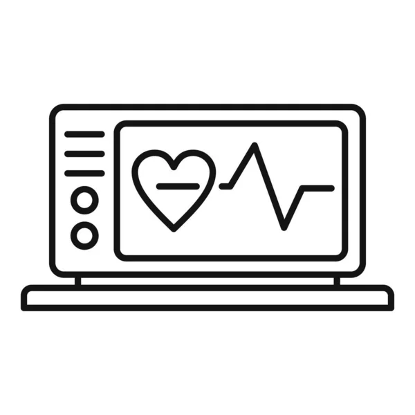 Icono del equipo del electrocardiograma, estilo del esquema — Vector de stock
