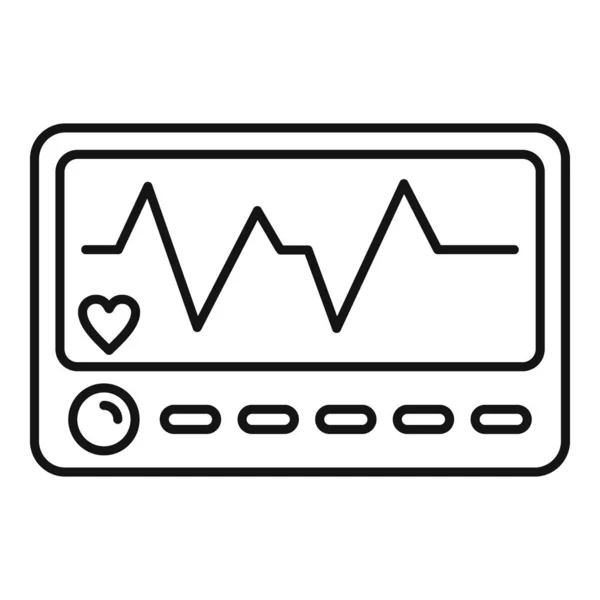 Icono del electrocardiograma del paciente, estilo del esquema — Vector de stock