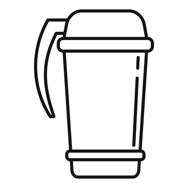 Coffee thermo cup icon, outline style — Stock Vector