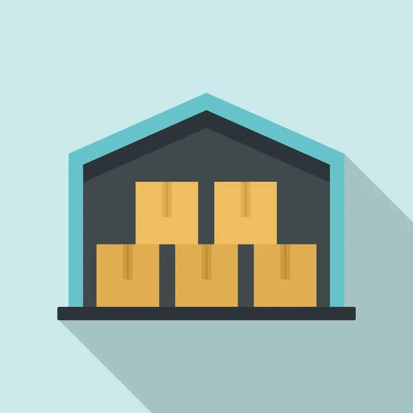 Full warehouse icon, flat style — Stok Vektör