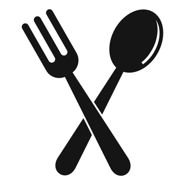 Plastic fork spoon icon, simple style — Stock Vector
