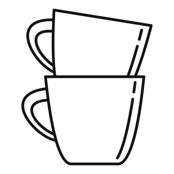 Tazas de té de plástico icono, estilo de esquema — Vector de stock