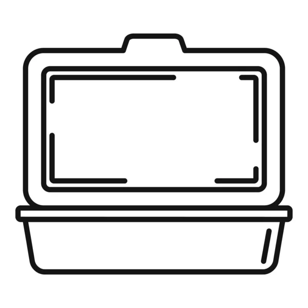 Піктограма відкритого контейнера для їжі, стиль контуру — стоковий вектор