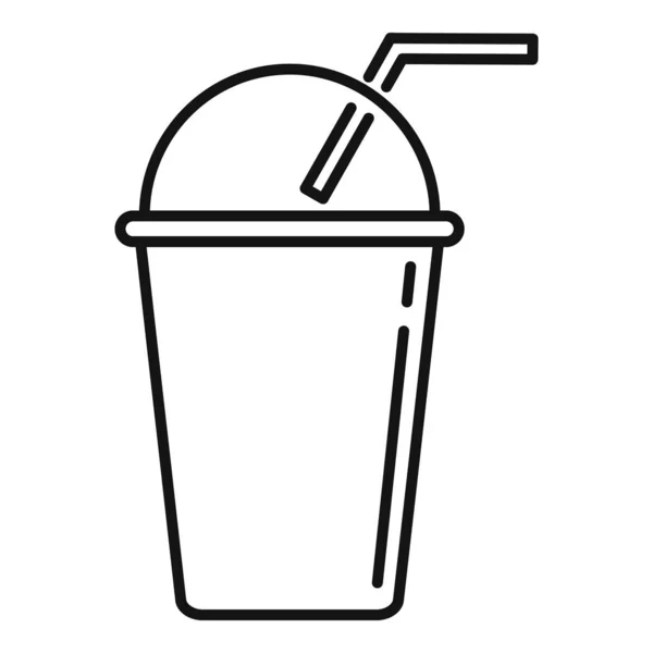 Smoothie plastic cup icon, outline style — Stok Vektör