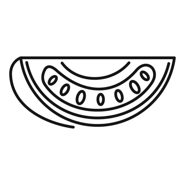 Иконка томатного ломтика, стиль контура — стоковый вектор