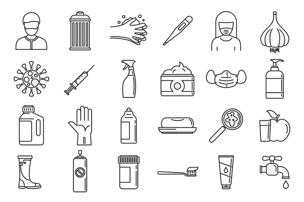 Prevention disease icons set, outline style — ストックベクタ