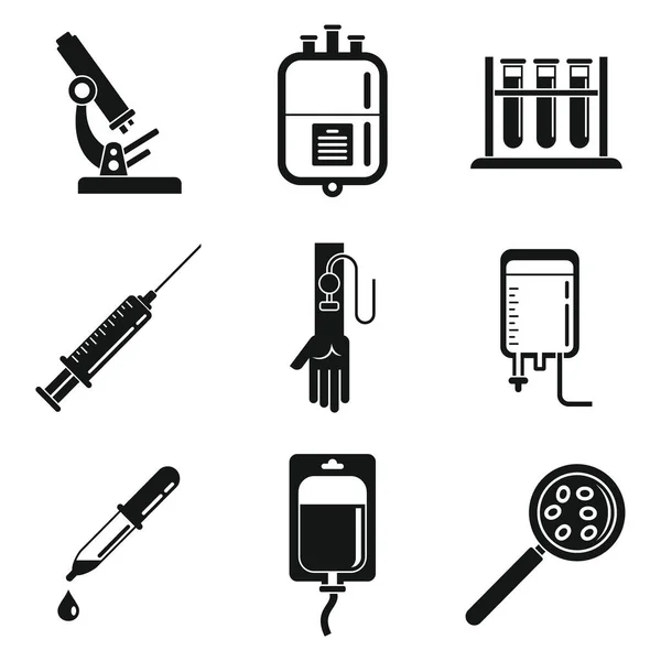 Blood transfusion aid icons set, simple style — ストックベクタ