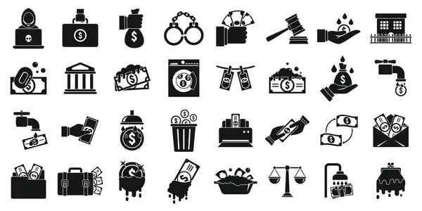Conjunto de ícones de lavagem de dinheiro, estilo simples —  Vetores de Stock