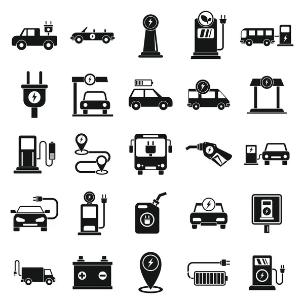 Electrical refueling icons set, simple style — 스톡 벡터