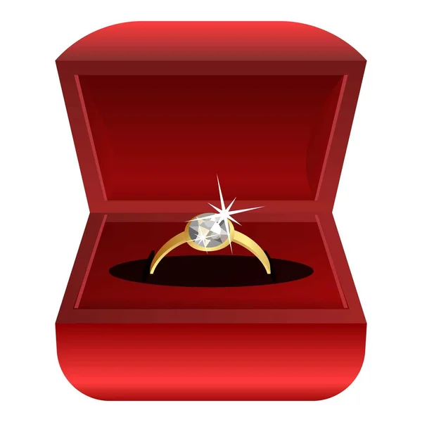 Diamond ring box icon, cartoon style — Stock Vector