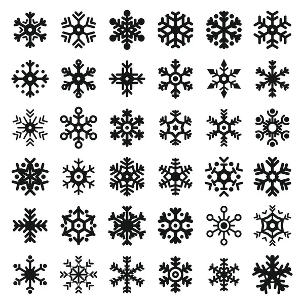 Conjunto de iconos de copo de nieve, estilo simple — Archivo Imágenes Vectoriales