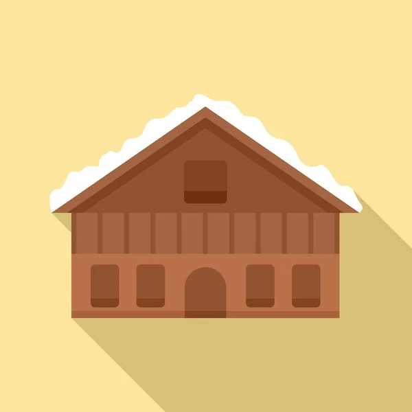 Ícone de cabana de montanha suíço, estilo plano — Vetor de Stock