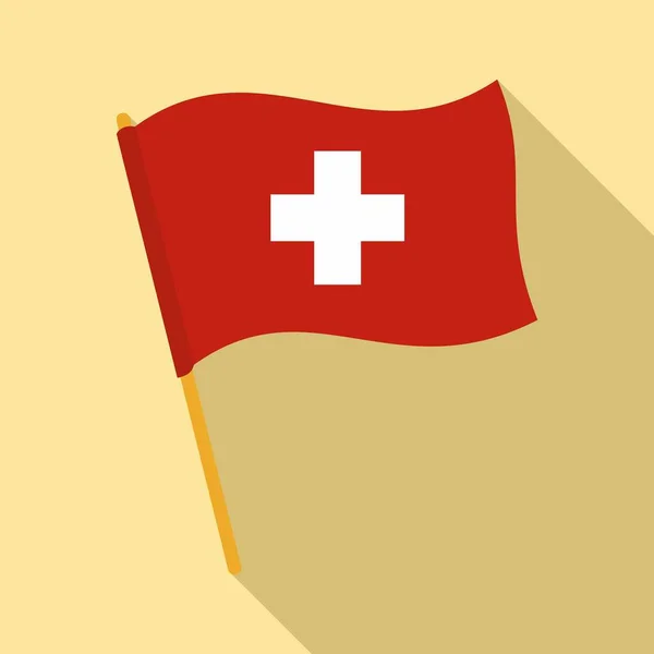 Swiss flag icon, flat style — Stok Vektör