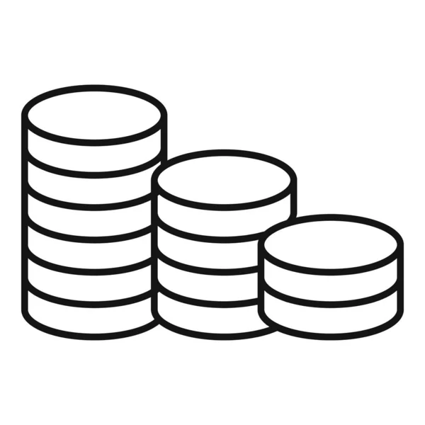 Coins stack icon, outline style — Stock Vector