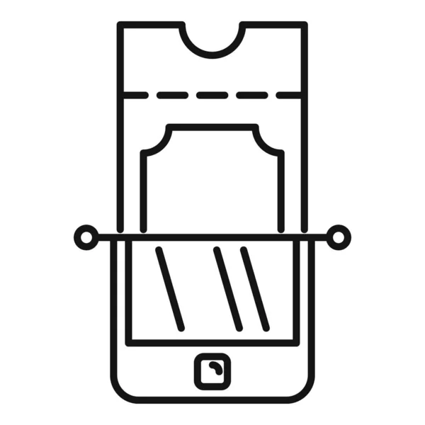 Smartphone online ticket icon, outline style — Wektor stockowy