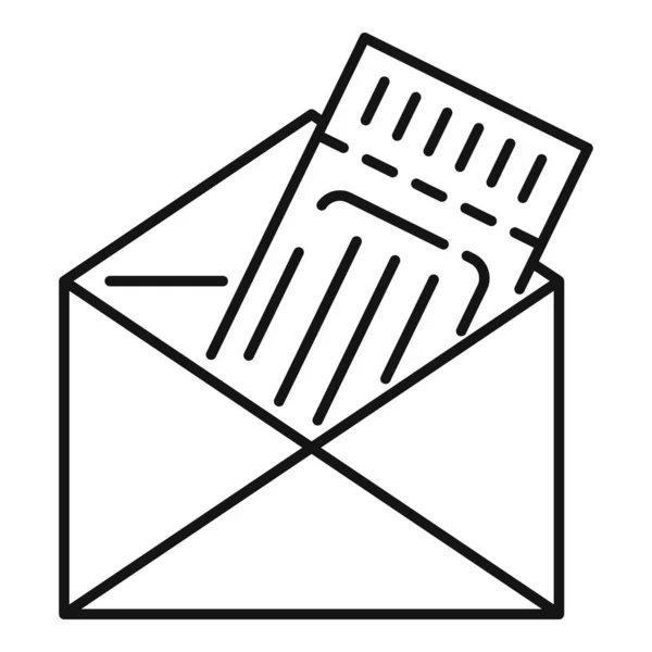 Значок билета на конверт, стиль контура — стоковый вектор