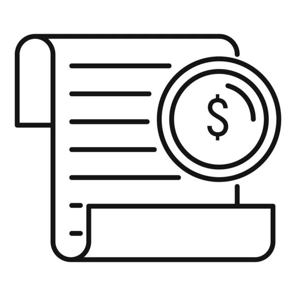 Money coin paper icon, outline style — Stockvector