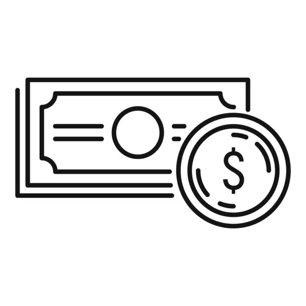 Money cash icon, outline style — Stock Vector