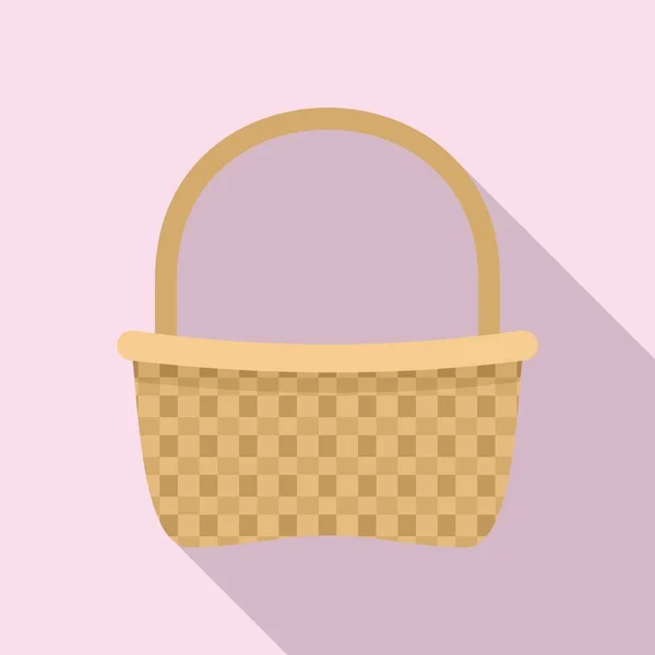 Wicker basket icon, flat style — Wektor stockowy