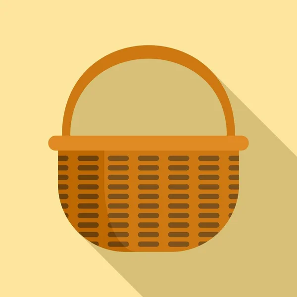 Wooden wicker icon, flat style — 스톡 벡터