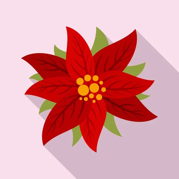 Ícone de poinsettia de flor, estilo plano — Vetor de Stock