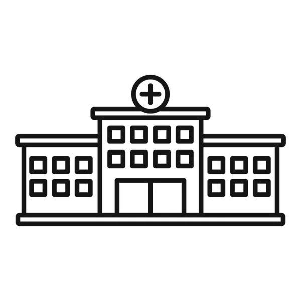 Hospital building icon, outline style — Stock Vector