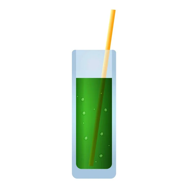Yeşil vejetaryen smoothie ikonu, çizgi film tarzı — Stok Vektör
