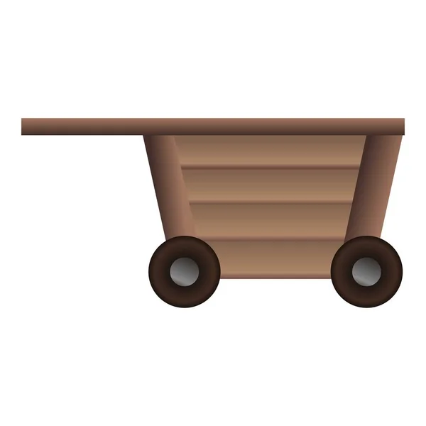 Icono de carro de madera, estilo de dibujos animados — Vector de stock