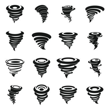 Tornado icons set, simple style clipart