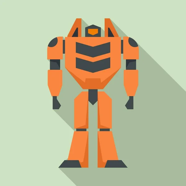 Icono de transformador de robot de juguete, estilo plano — Vector de stock