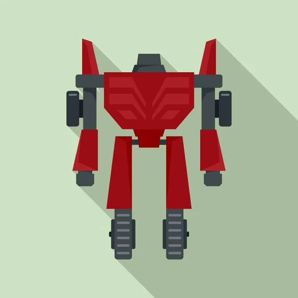 Герой робот-трансформатор икона, плоский стиль — стоковый вектор
