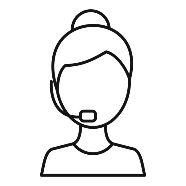 Icône de support client femme, style contour — Image vectorielle