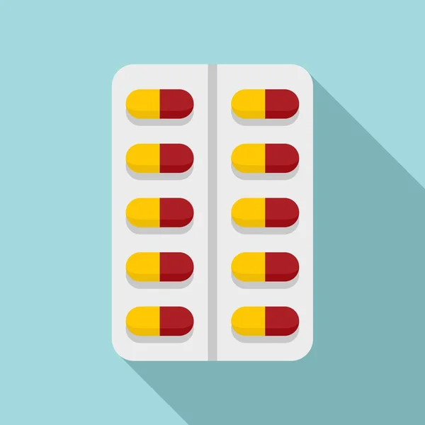 Icono de paquete de píldoras, estilo plano — Vector de stock