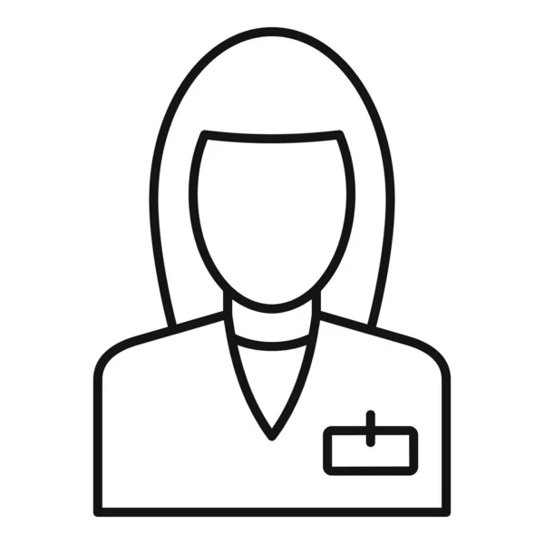 Femme pharmacien icône, style contour — Image vectorielle
