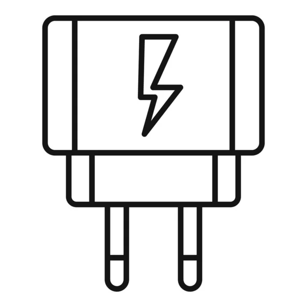 Icône du chargeur de téléphone électrique, style contour — Image vectorielle