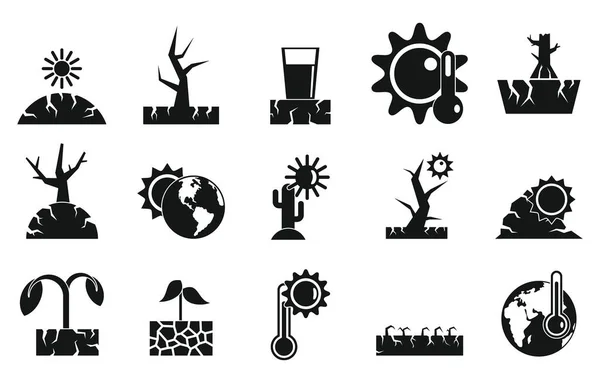 Conjunto de iconos de sequía, estilo simple — Archivo Imágenes Vectoriales