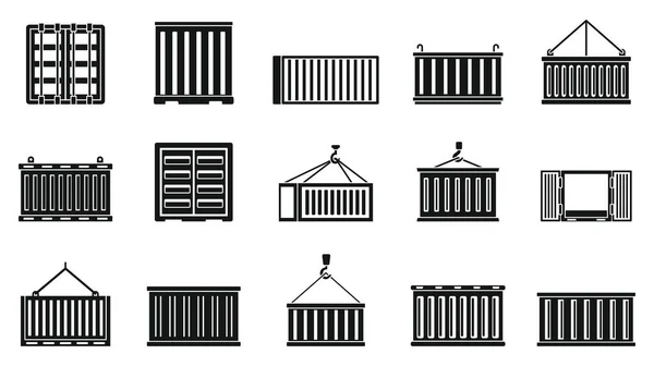 Conjunto de ícones de navio contêiner de carga, estilo simples —  Vetores de Stock