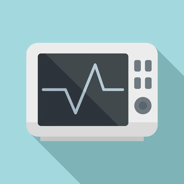 Heart rate monitor icon, flat style — Stock Vector